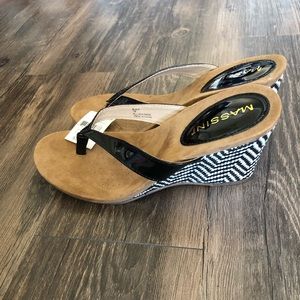 Massini black wedge sandals